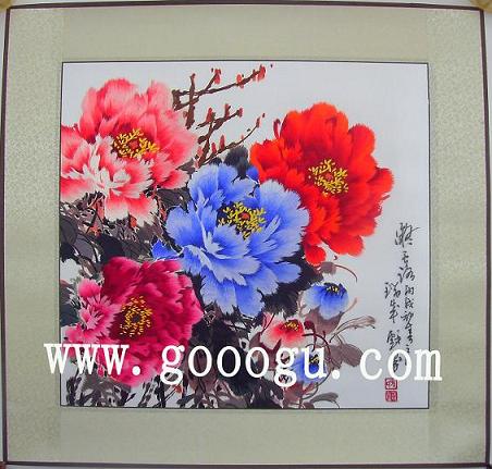 牡丹富貴蘇繡，蘇州刺繡牡丹畫，鎮(zhèn)湖蘇繡廠
