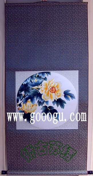 手工刺繡卷軸畫(huà) 絲綢刺繡畫(huà) 手工刺繡工藝畫(huà)