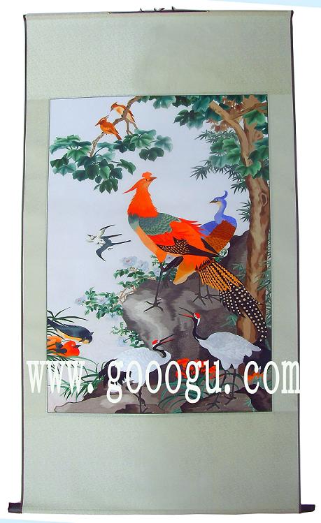 蘇繡掛畫，百鳥朝鳳圖案，容易攜帶的禮品