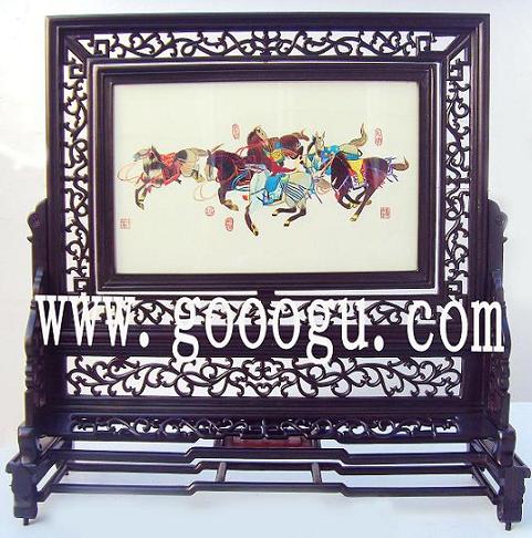 駿馬圖蘇繡，蘇州刺繡精品，手工刺繡工藝品