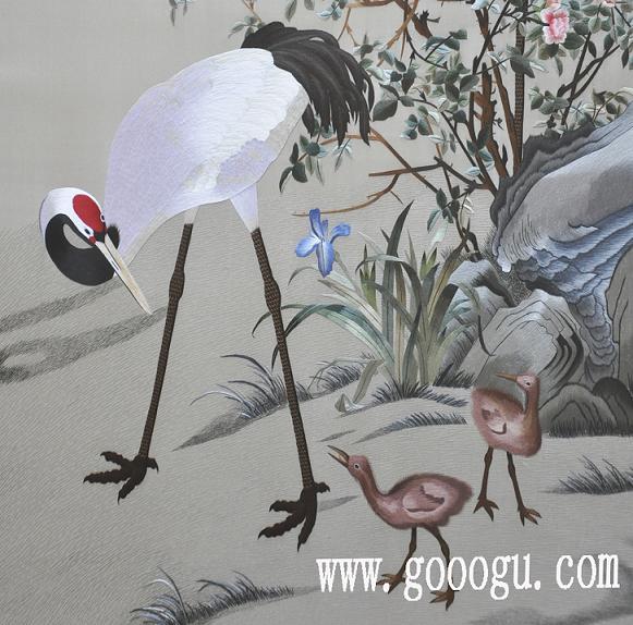 蘇繡精品《花蔭雙鶴圖》，中式裝飾壁畫，古典刺繡畫