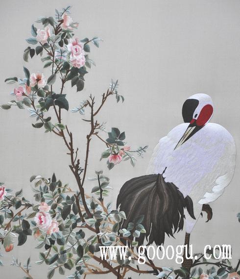 郎世寧《花蔭雙鶴圖》，蘇繡，蘇州刺繡，手工刺繡，高檔刺繡畫