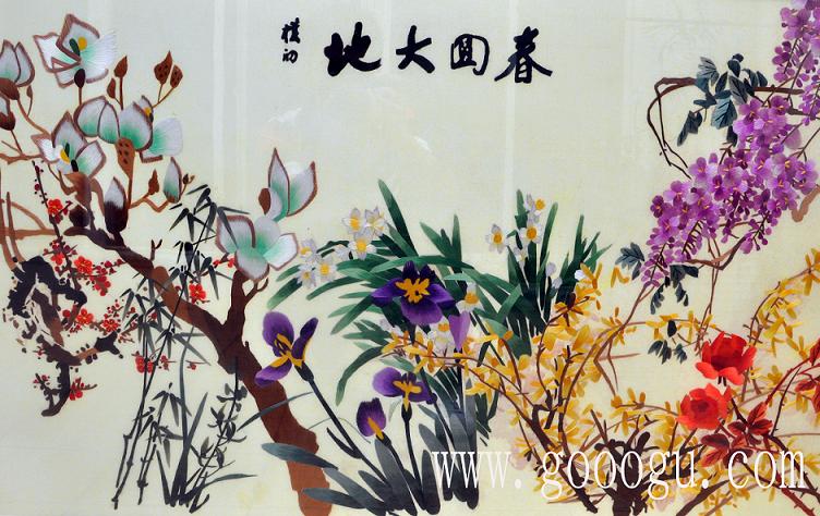 春回大地、萬(wàn)物復(fù)蘇精品刺繡壁畫！