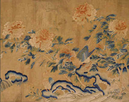 故宮繡品，刺繡收藏品，刺繡牡丹雉雞圖